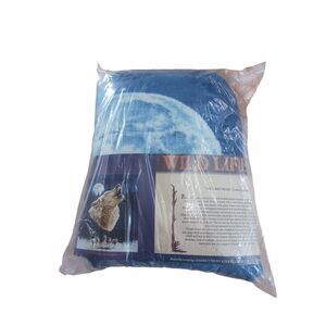 Grey wolf throw blanket fleece new in package